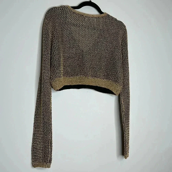 Gold Glitter Long Sleeve VNeck Crop Top - Picture 7 of 8